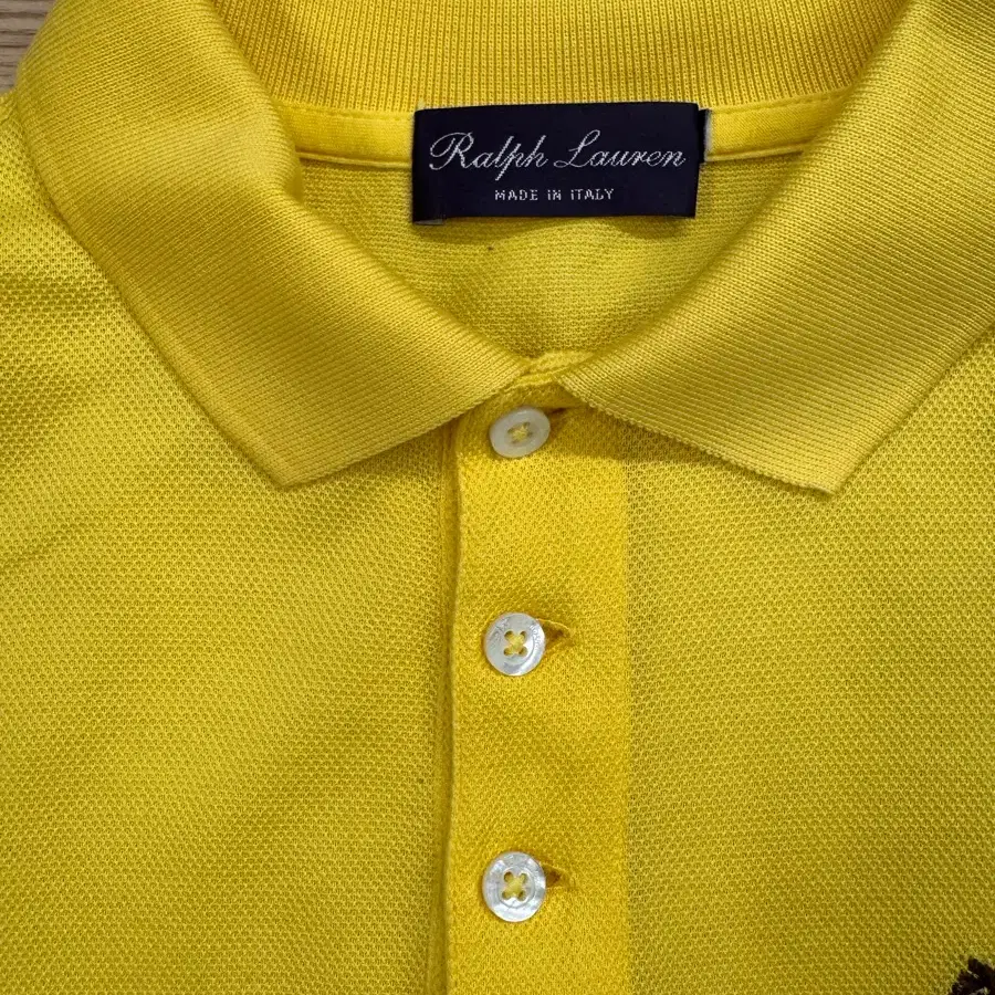 Ralph Lauren Purple Label 랄프로렌 퍼플레이블 옐로우 pique 폴로티 (M)