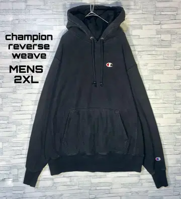 [ USA 빈티지 ] 챔피온 리버스 위브 후드티 2XL 태그 포함 블랙 페이드