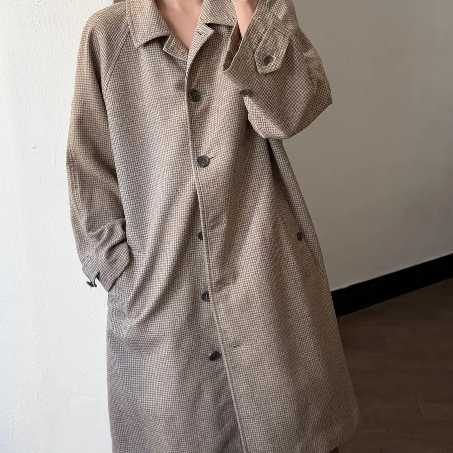 마가렛 호웰 하운드 투스 체크 울 코트