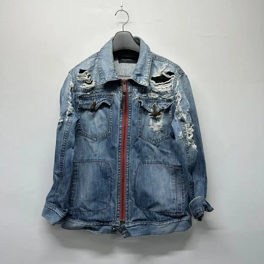 디스퀘어드2 DSQUARED2 디스트로이드 데님자켓 청자켓 트러커 집업 워싱 패치 빈티지 XL