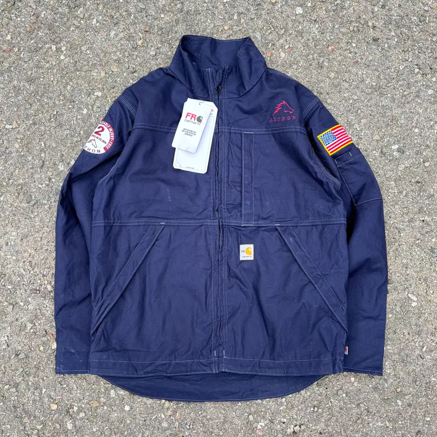S/새상품) USA Carhartt FR 칼하트 FR 성조기 워크자켓 네이비