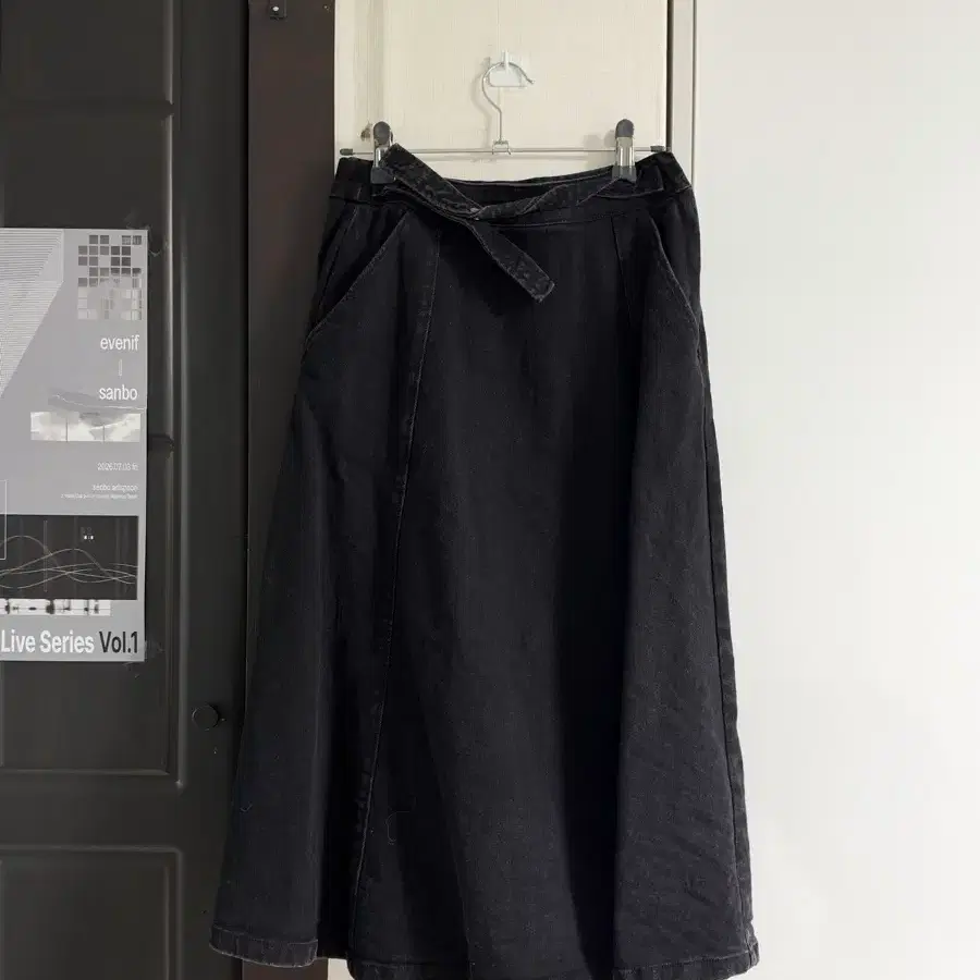 빈티지 블랙 데님 스커트 55