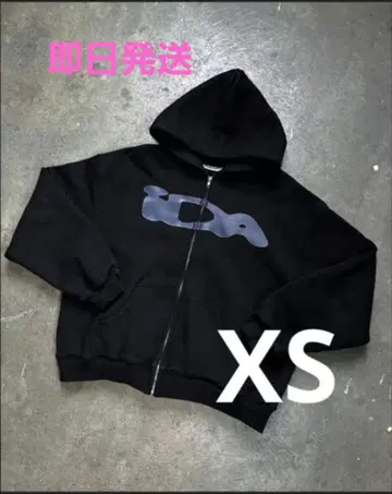 즉시 품절 모델 ida sply 지퍼 후드티 블랙 x 네이비 로고 XS IDA