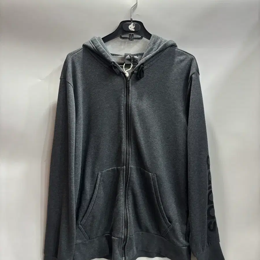 2XL] 아디다스 소매 리니어 로고 풀집업 후드 집업 다크그레이 2.5