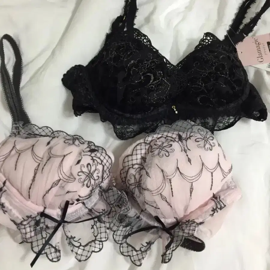 일본 레이스 브라 검정 핑크