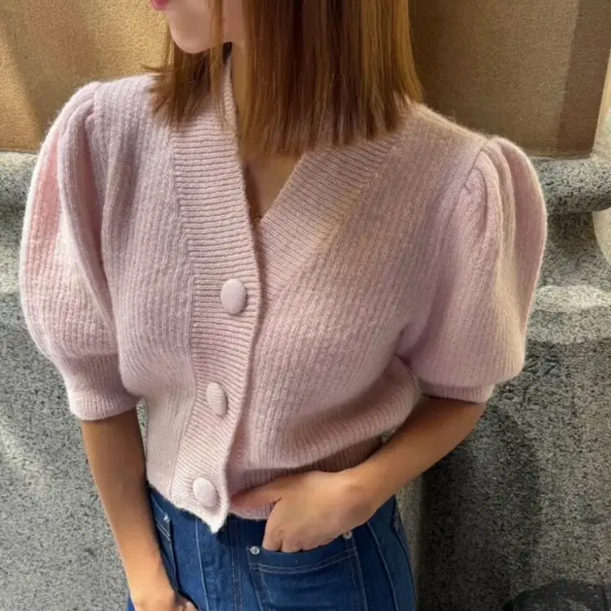 MEMOメモオフィシャルモヘアウルパフカーディガン