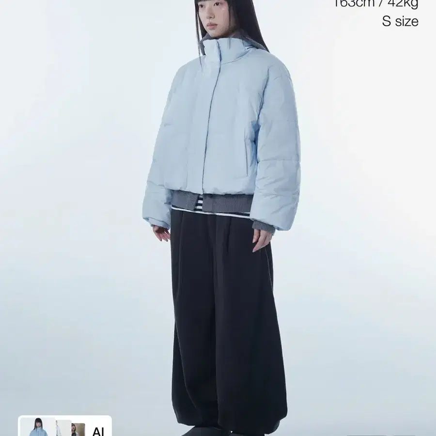 무신사스탠다드우먼 데일리 푸퍼 숏 패딩 재킷 블루 XS
