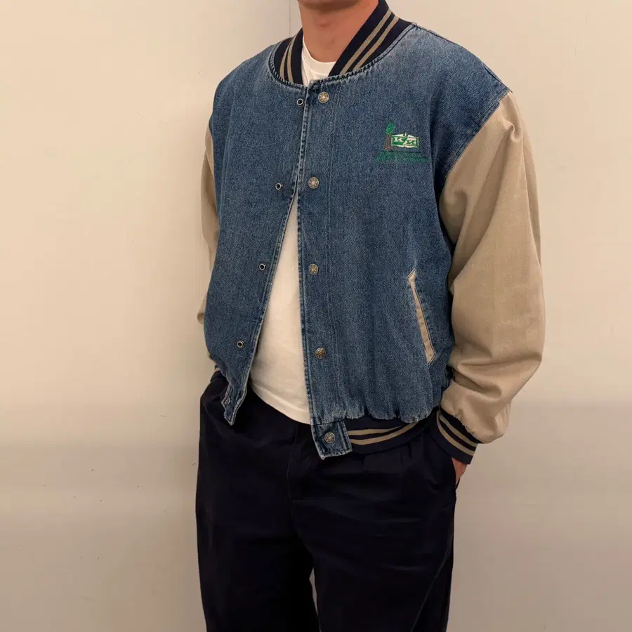 90s 하트웰 데님 바시티 자켓