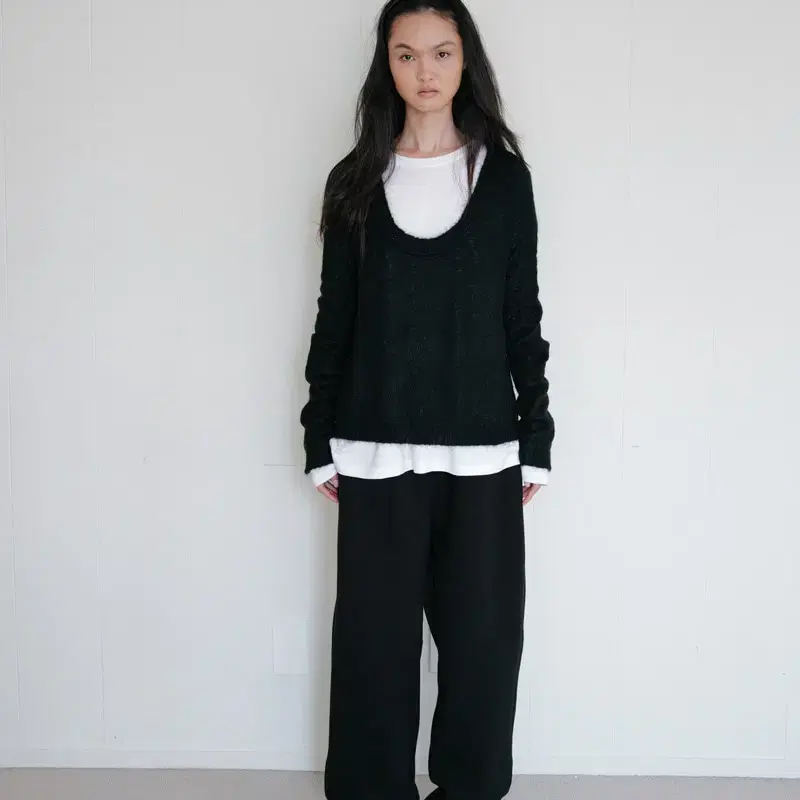리포스 repos KID MOHAIR U-NECK KNIT