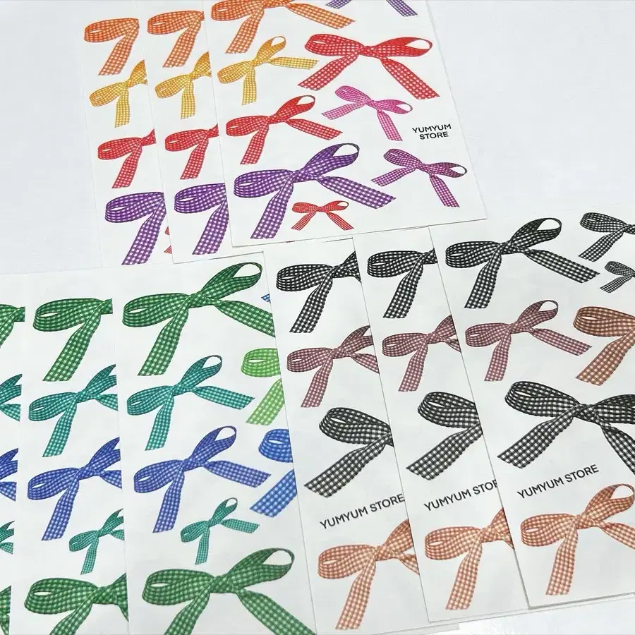 [[친절한윰윰]] 체크 리본 모조지스티커 3종 9매