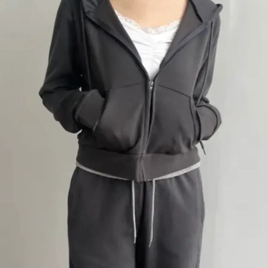벤어웨이 슬림 베이직 후드집업 그레이
