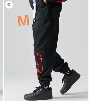 [ 새상품 ] FUBU 필기체 로고 스웨트 팬츠 FAM-51507 블랙 M