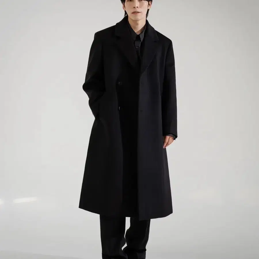 인사일런스 딥 벤트 캐시미어 코트 BLACK L