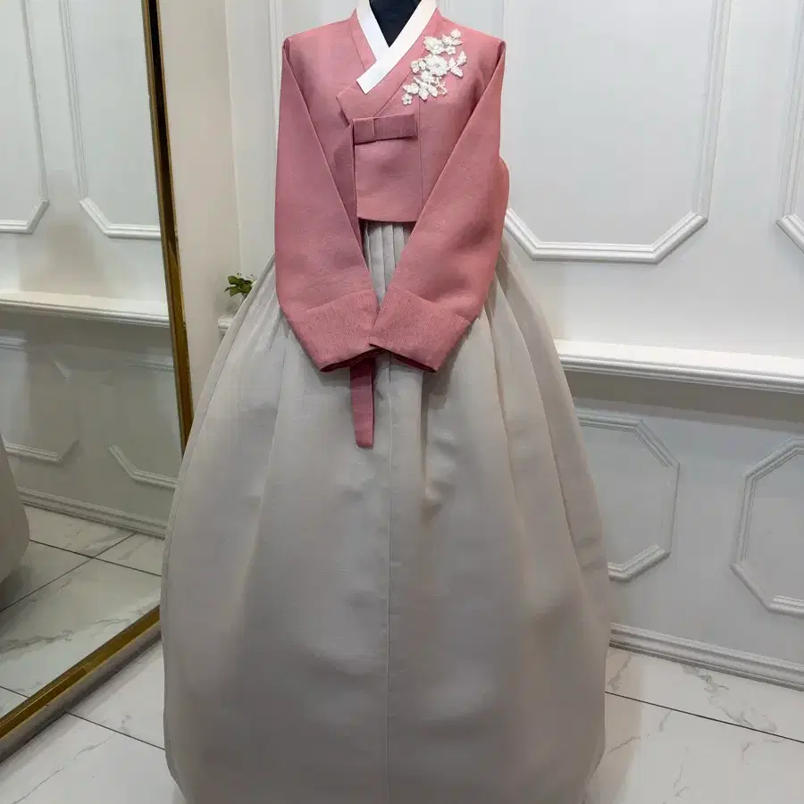 핑크 비즈 한복