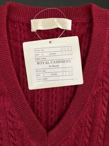 몽골 ROYAL CASHMERE 케이블 니트 베스트 보르도 L