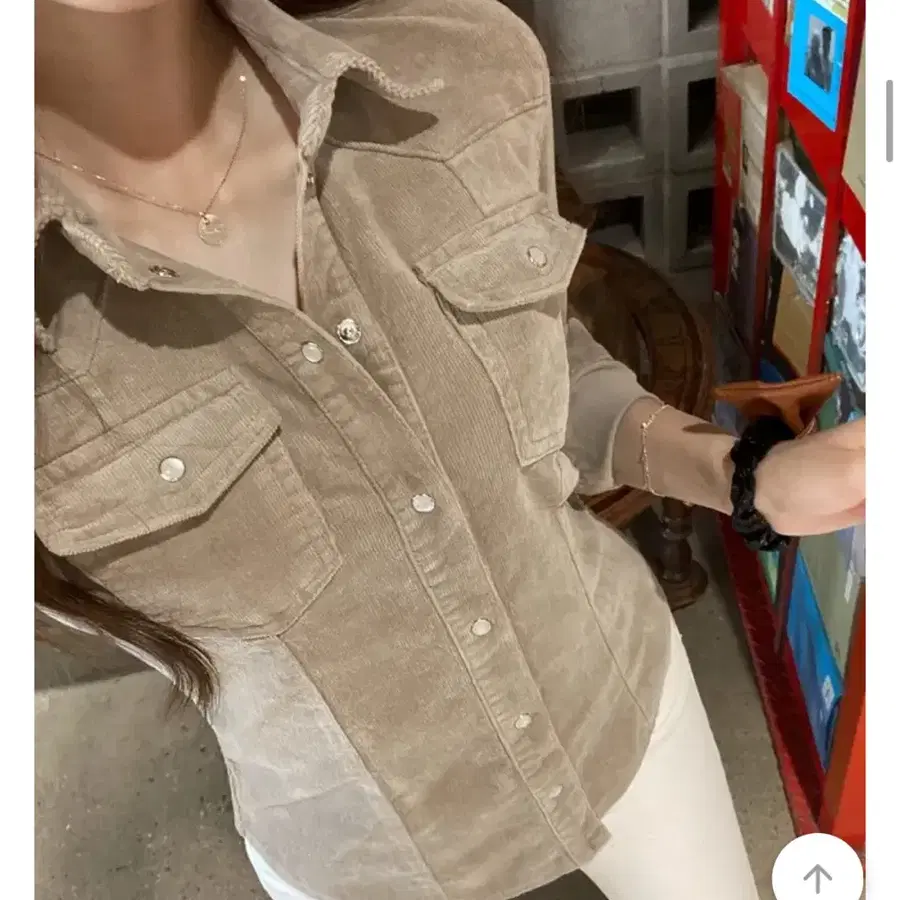에이블리 코듀로이 슬림핏 셔츠 베이지