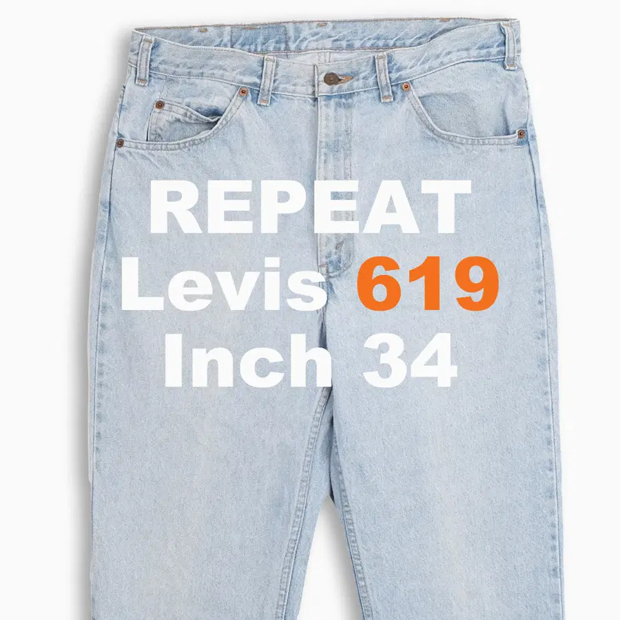 빈티지 리바이스 619 오렌지탭 연청 90s(34 인치)일자 청바지 OR6193610