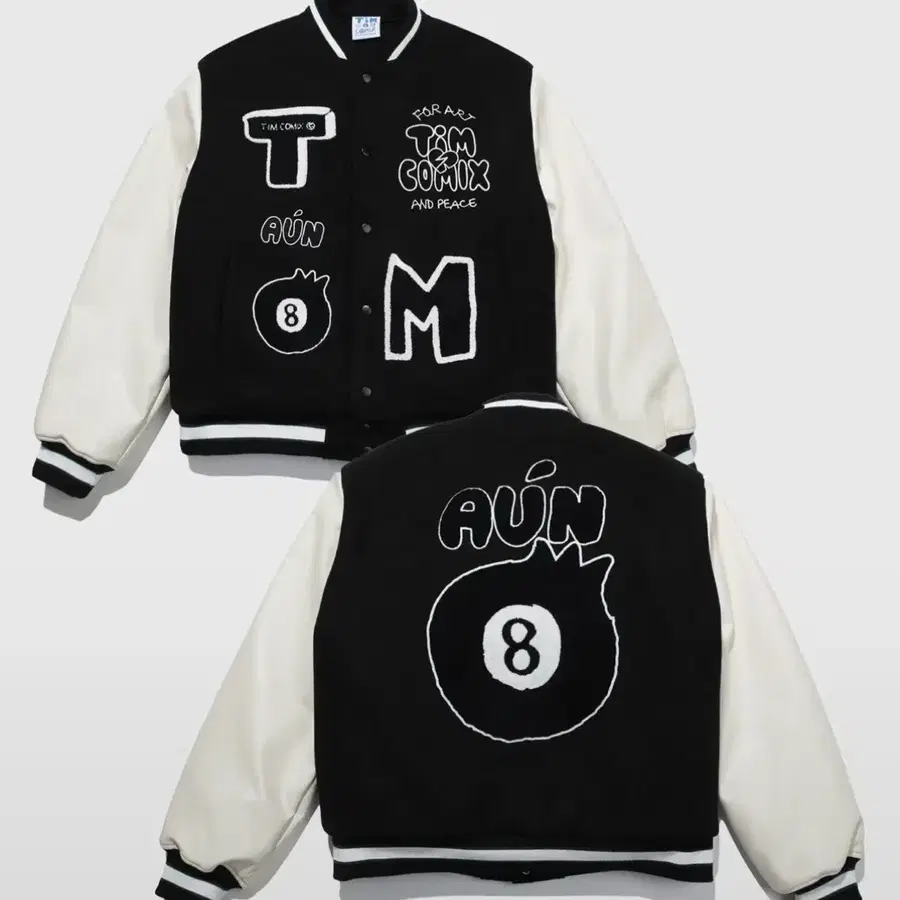 팀코믹스 8 BALL VARSITY JACKET BLACK