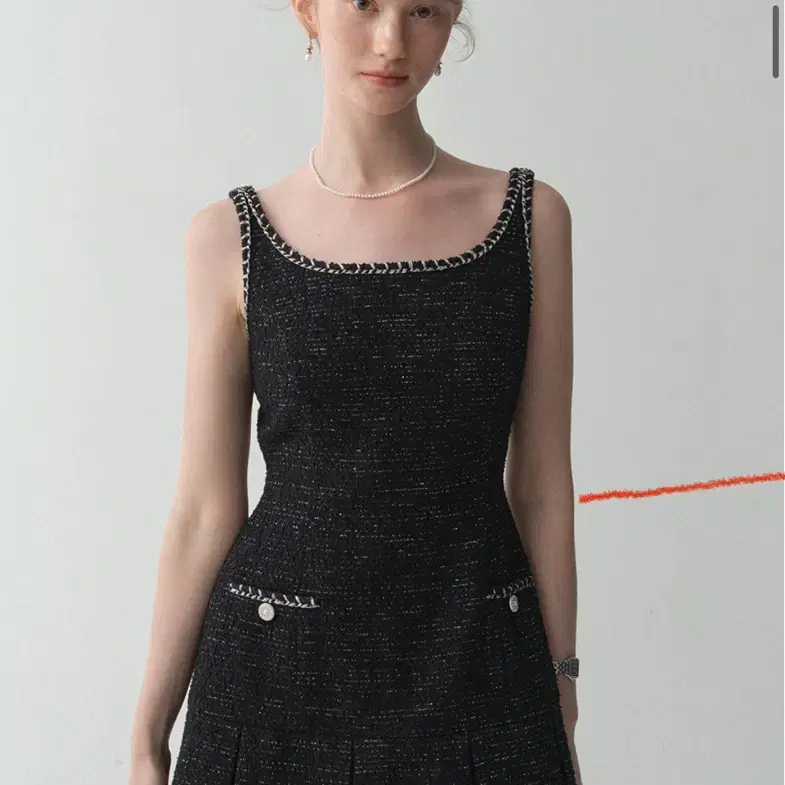 플로움 Trimming Tweed Bustier Dress- Mini