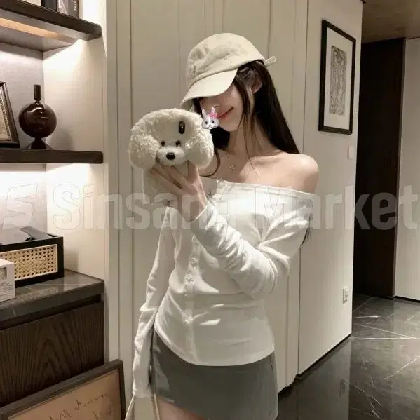 [빠른발송] 버든오프숄더티 단추