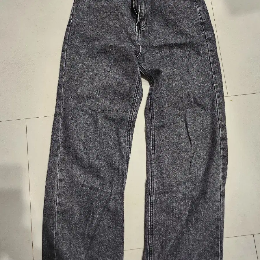 하이웨이스트 와이드 데님 팬츠 블랙