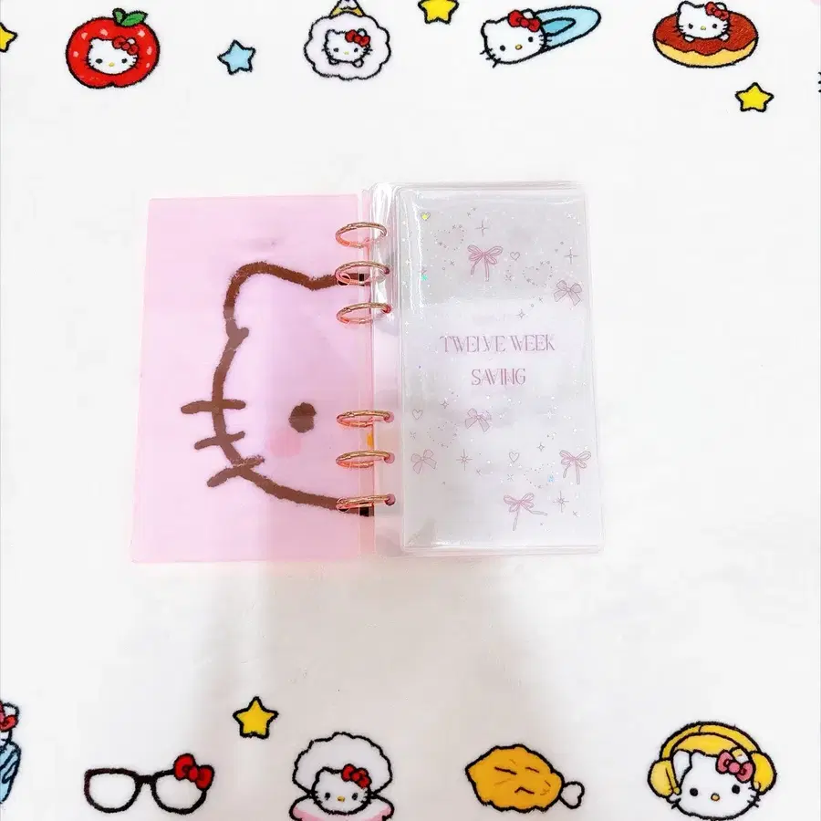 현금생활 A6 하트리본 12주 세이빙 저축 속지 + 아크릴 바인더