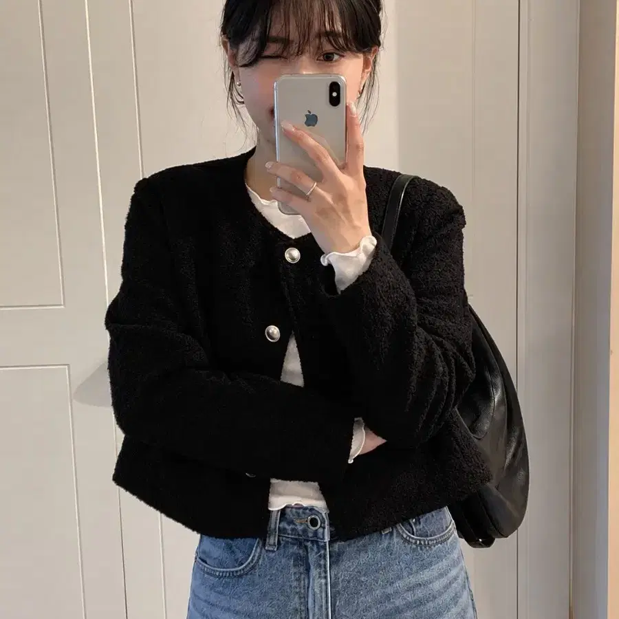유리에 스텔라 트위드 자켓 블랙