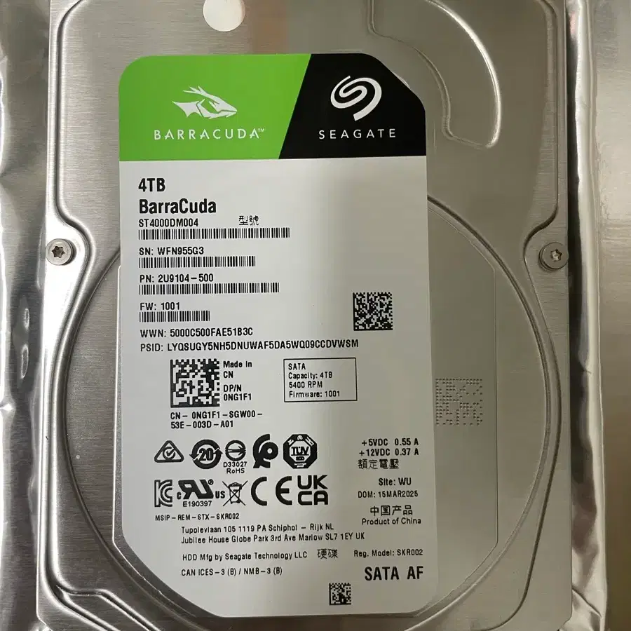 씨게이트 바라쿠다 4TB 5400rpm HDD