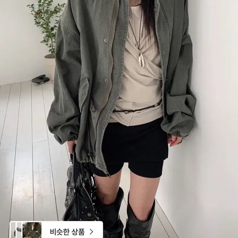 서울베이스드 레브 워싱 숏 필드자켓 야상 카키 지그재그 에이블리