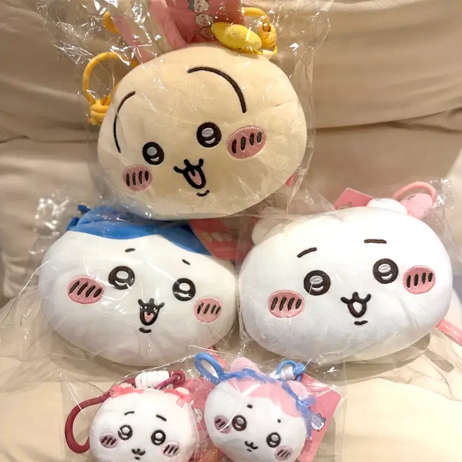 정품 먼작귀 우사기,치이카와,하치와레 인형 키링 세트