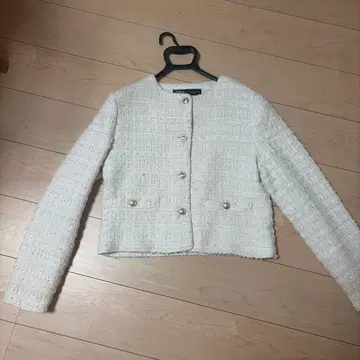 ZARA 노카라 트위드 자켓 골드 버튼