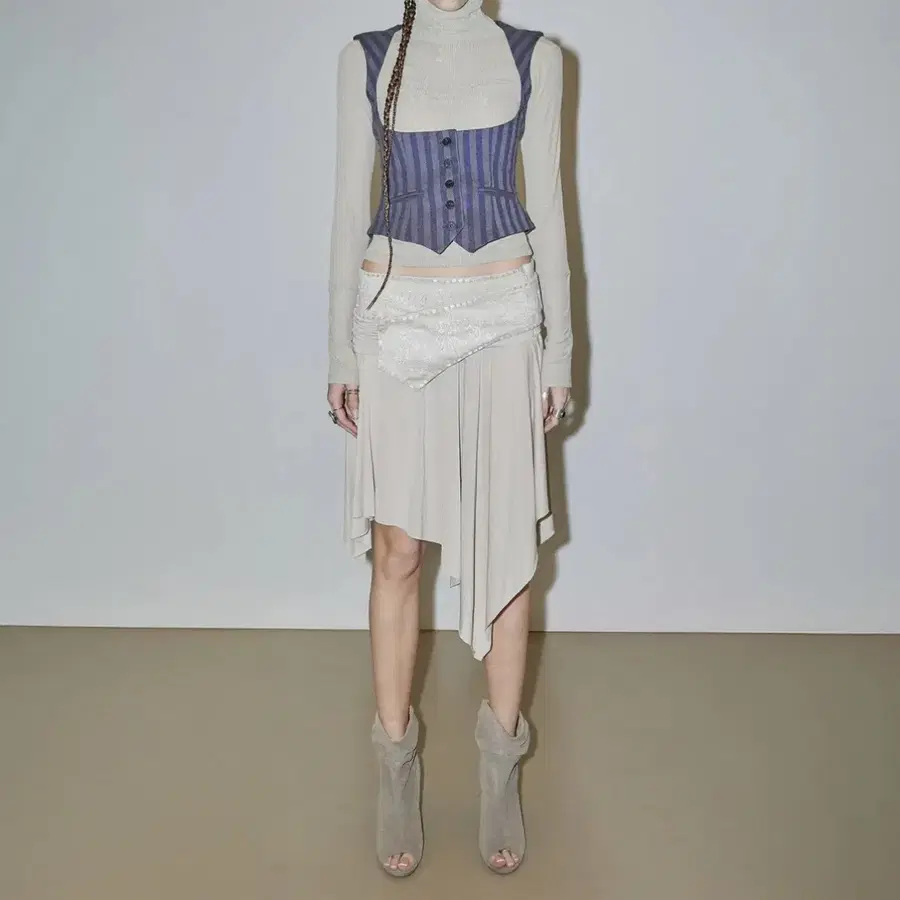 스컬프터 Beaded Jersey Skirt Raw 아이보리