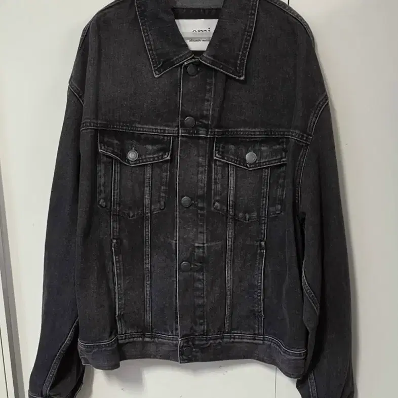 아미 블랙 흑청 오버핏 싱글 브레스트 데님 자켓 2XL