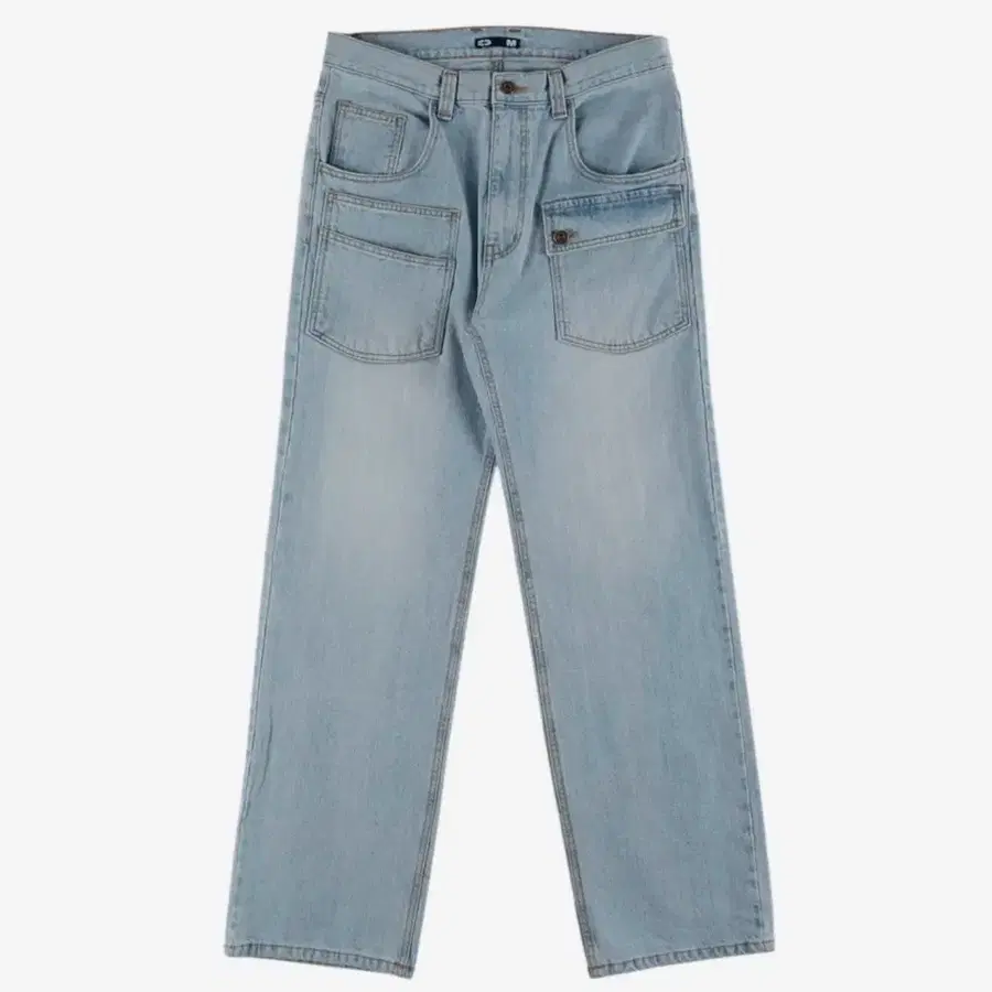 이알티알ERTR Front Pocket Cargo Denim Pants Light Blue