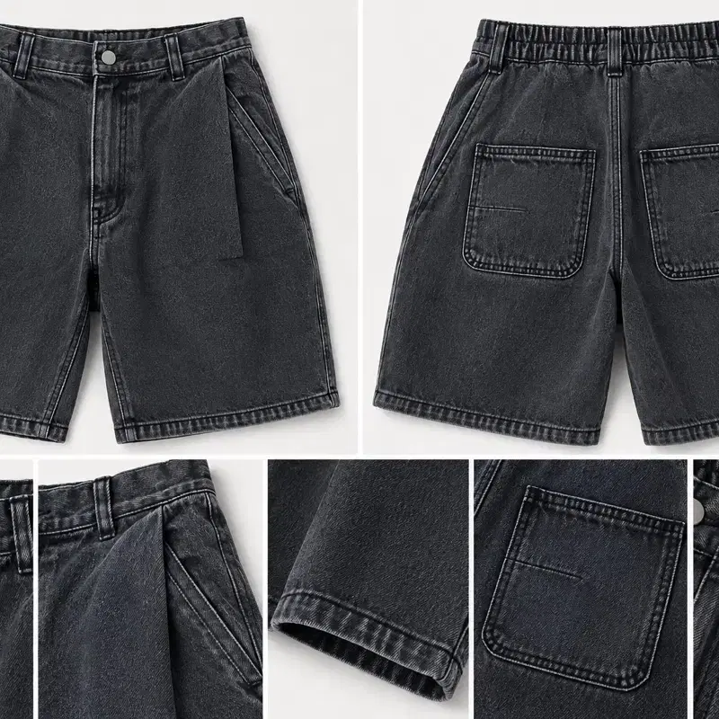마나마스(manamass) 블랙 워싱 데님 반바지