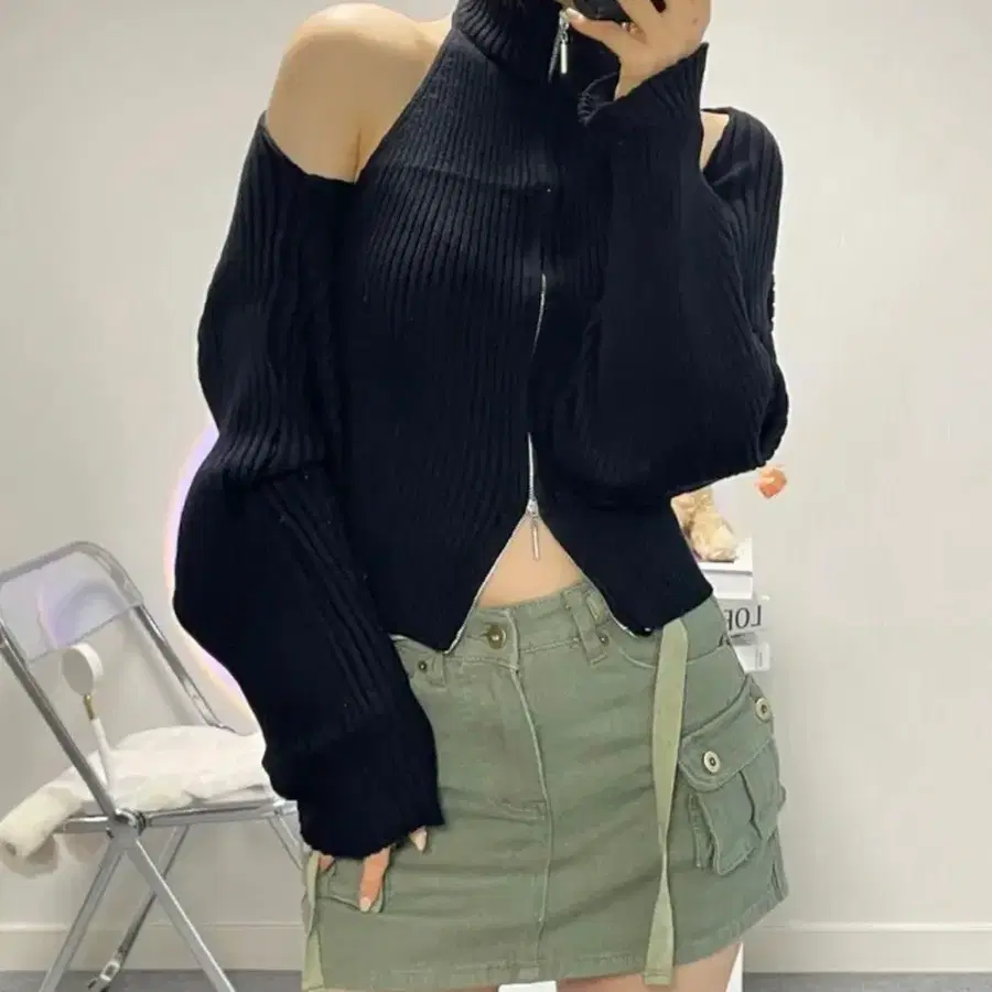 나시 홀터넥 가디건세트