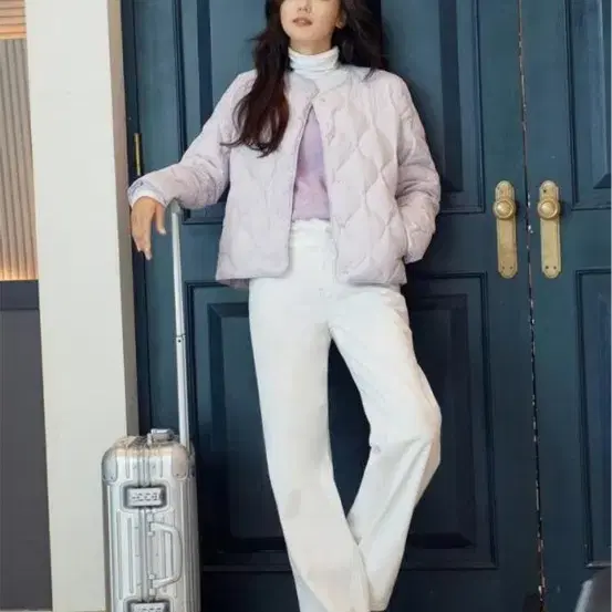 지오다노 화이트 와이드 데님 팬츠