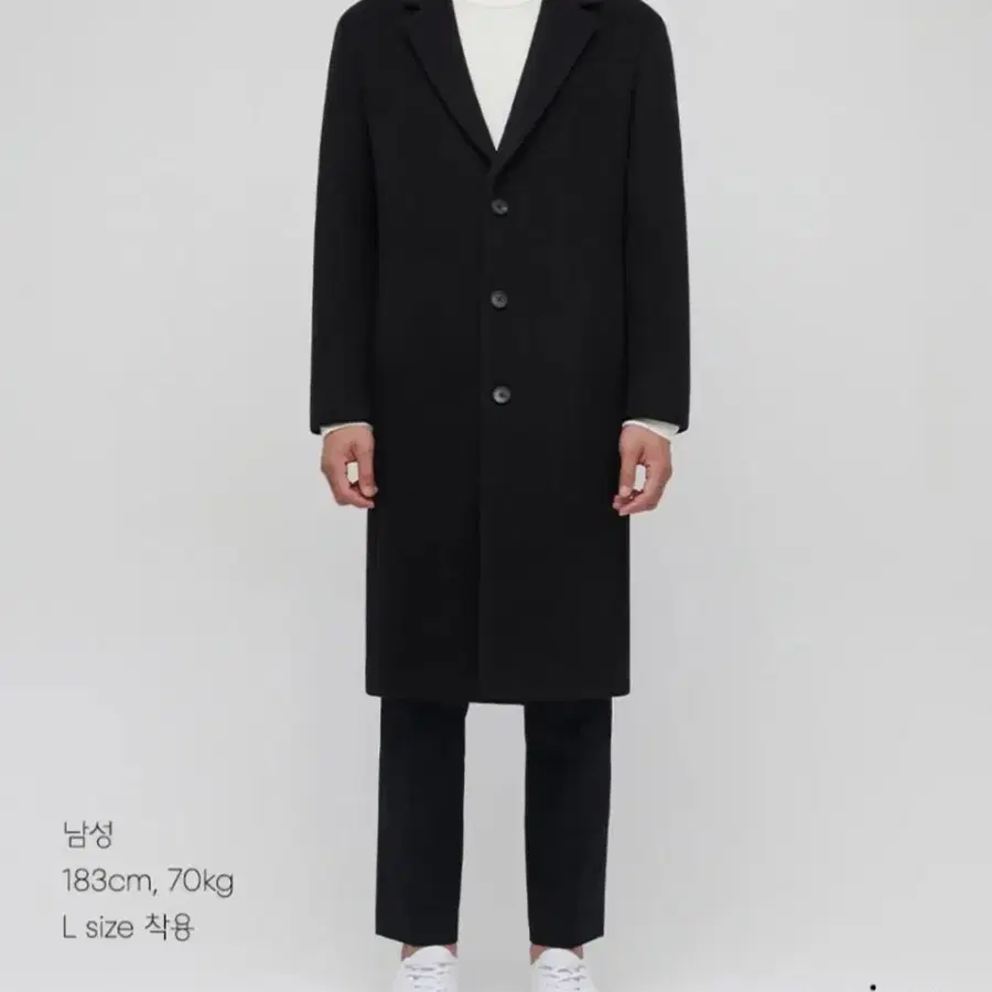무신사 블랙 캐시미어 블렌드 오버사이즈 싱글 코트 XL