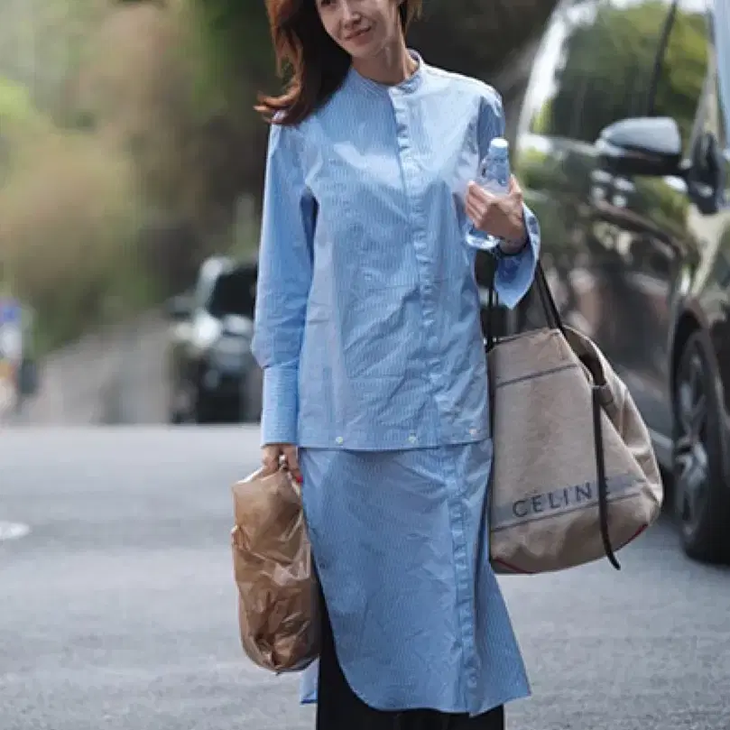 HAE146 해146 윤혜진 투웨이 스트라이프 셔츠 원피스