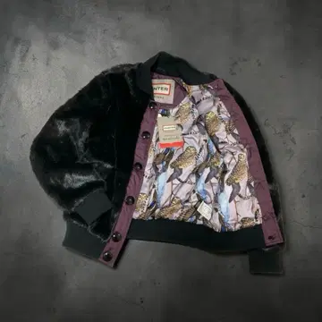 00s y2k HUNTER Faux Fur Bomber Jacket