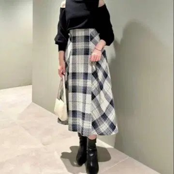 snidel 로빙 체크 미디 스커트