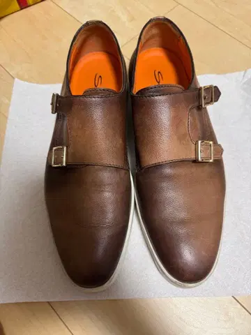 Santoni 산토니 더블 몽크 가죽 신발 브라운 UK7 US8