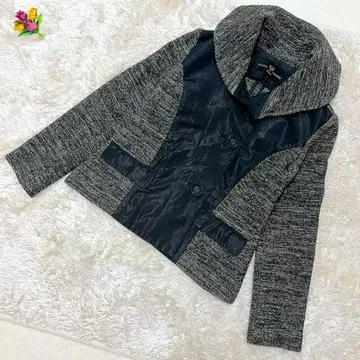 잔니 로주디체 숄카라 자켓 36 울 혼방 이종 소재 절개 고급