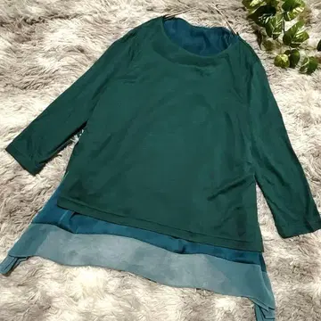 새상품급 HIROKO BIS 쉬폰 레이어드 튜닉 11 그린 깔끔한 스타일