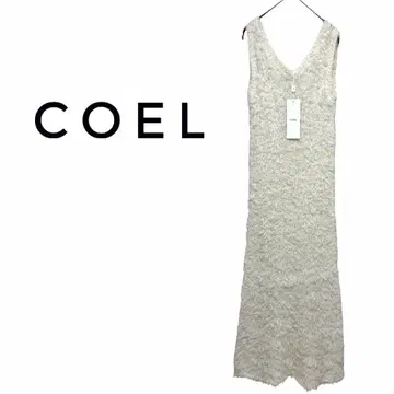 택 포함 새상품 COEL 코엘 튤 얀 니트 원피스 슬리브리스 화이트