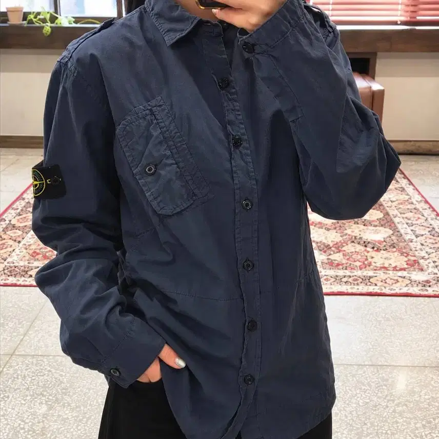 Stone Island ストーンアイランド チャコールポケットワッペンシャツ