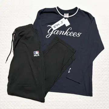미사용 새상품 MLB NY 양키스 긴팔 파자마 남성용 M 네이비 블랙