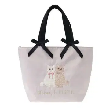 가격 인하 Maison de FLEUR 메종 드 플뢰르 고양이 자수 백 핑크