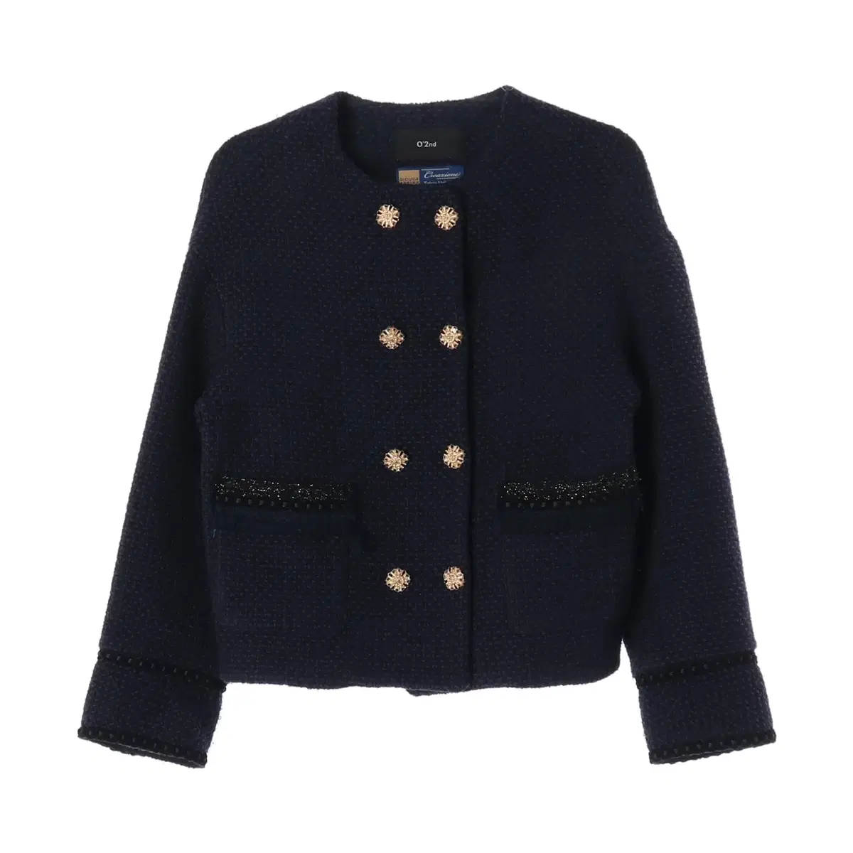 O'2nd 21FW Double Button No Collar Tweed Jacket