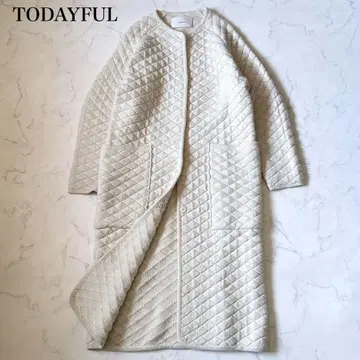 인기 모델 TODAYFUL 노카라 퀼팅 코트 아이보리 36